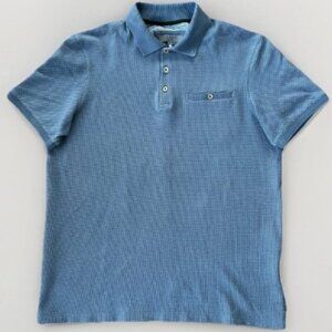 Ted Baker London Knit Polo Shirt Blue Short Sleeve Pocket Mens Size Med (3)